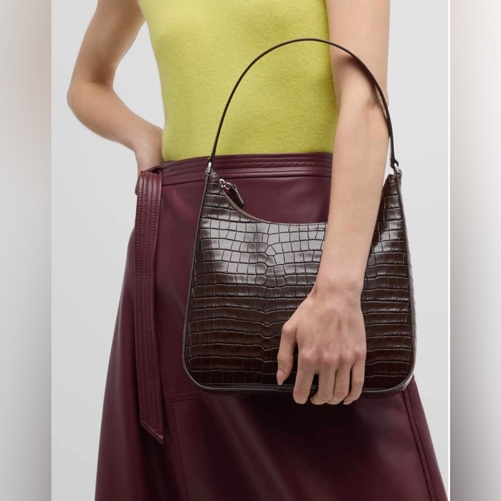 Vintage Enzo Angiolini Croc Embossed Leather Shoulder Bag